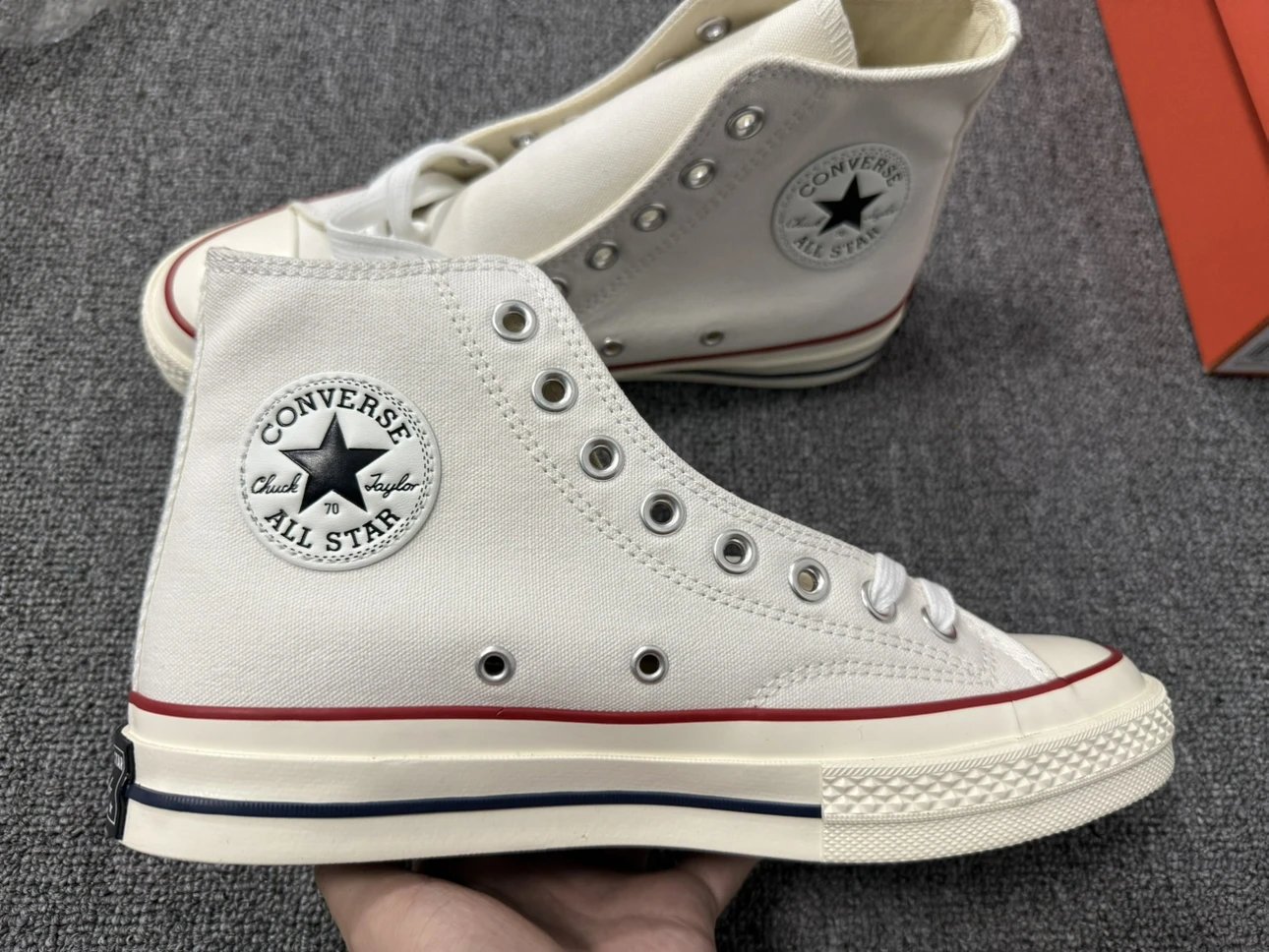 Converse Chuck 70 High White Red Blue Sneakers