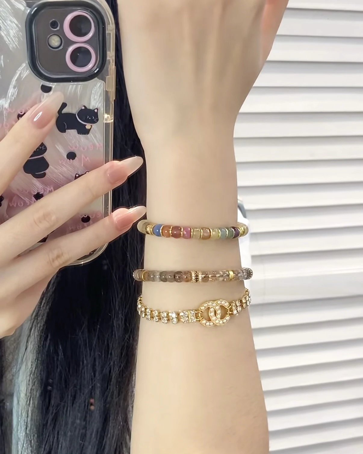Qingdao jewelry source factory—Duobao Rainbow Crystal Pink Crystal Pixiu Bracelet