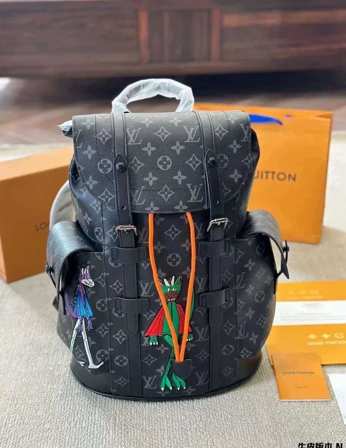 Alien Backpack with Barudan Multi-Needle Embroidery, Cowhide Leather