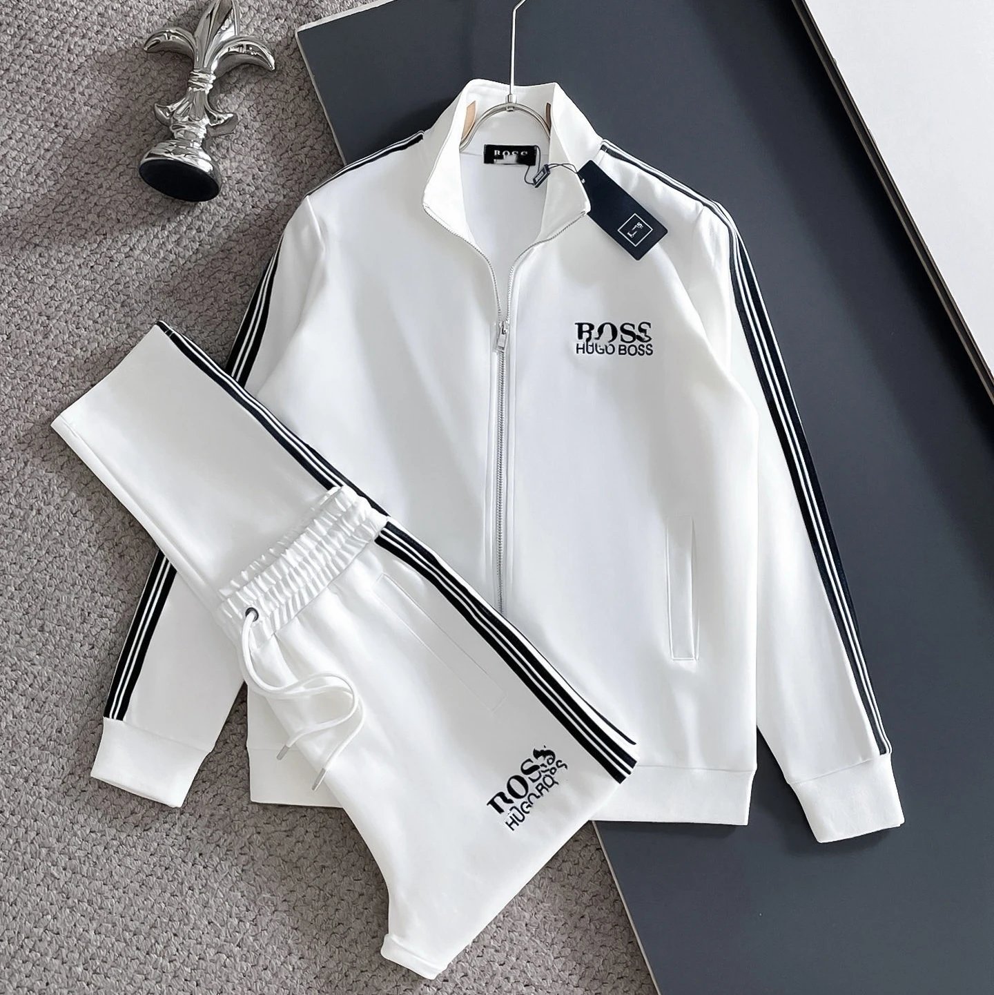 Lacoste Tracksuits Zip-Up Geometric Pattern Track Suit with Striped Sleeves — BOSS Best-selling item