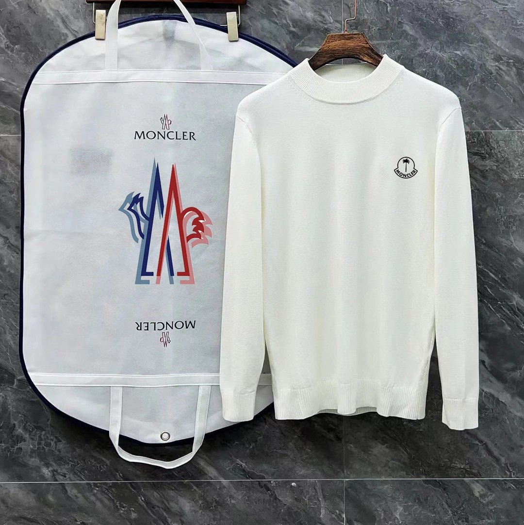Moncler Palm Angels Crewneck Sweater Logo Knit White