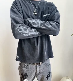 thumbnail for [In Stock] flame cross washed long sleeves