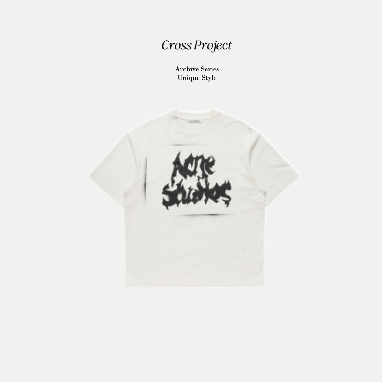 (In Stock) SS26 Vintage Washed Loose Short-Sleeve White T-Shirt with Multi-Process Screen Printing + White Ink Integrated Print / Washed Hand-Feel Distressed Holes