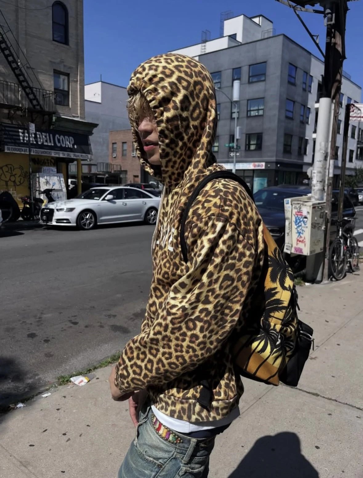 【 Ready to ship 】 CE leopard print hoodie with pure cotton embryo fabric printing/Kyocera industrial grade printing/customized letter hardware/verified washing label