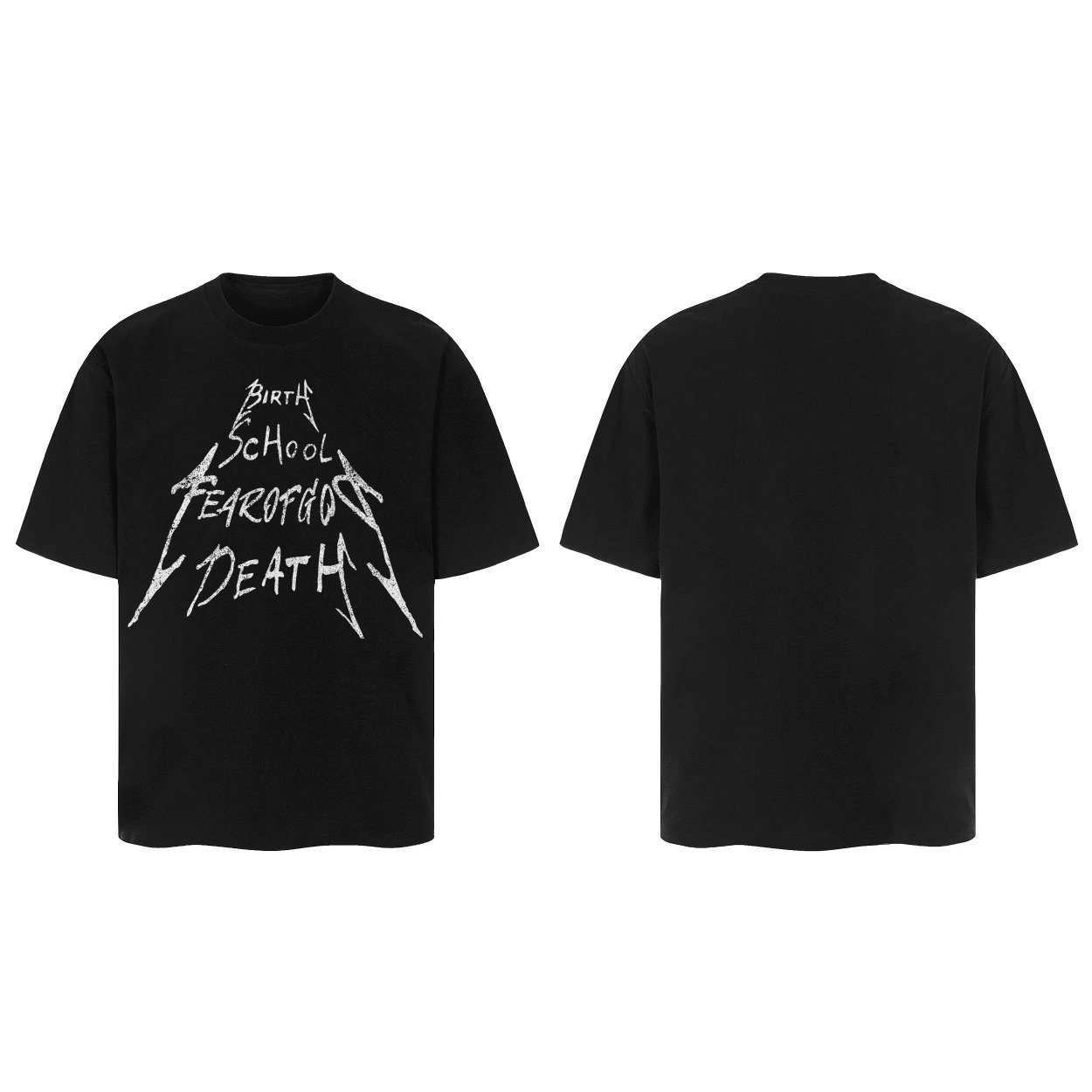 Fear of God Birth School Fear of God Death Metal Font Tee