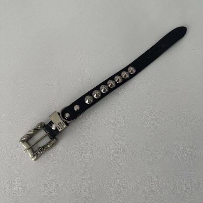 Unknown Brand Studded Leather Belt with Ornate Buckle