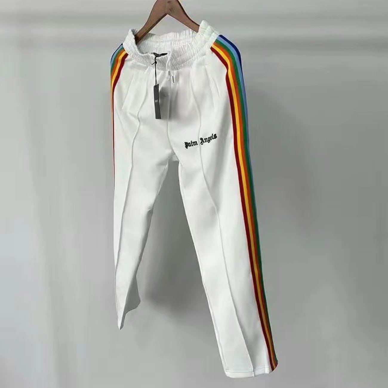 Palm Angels Rainbow Stripe Track Pants White Sweatpants