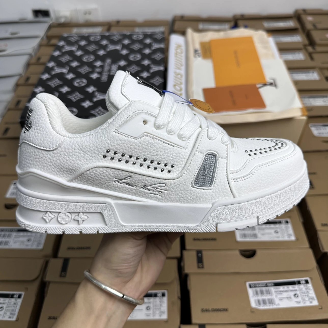 Louis Vuitton Trainer White Studded Sneakers