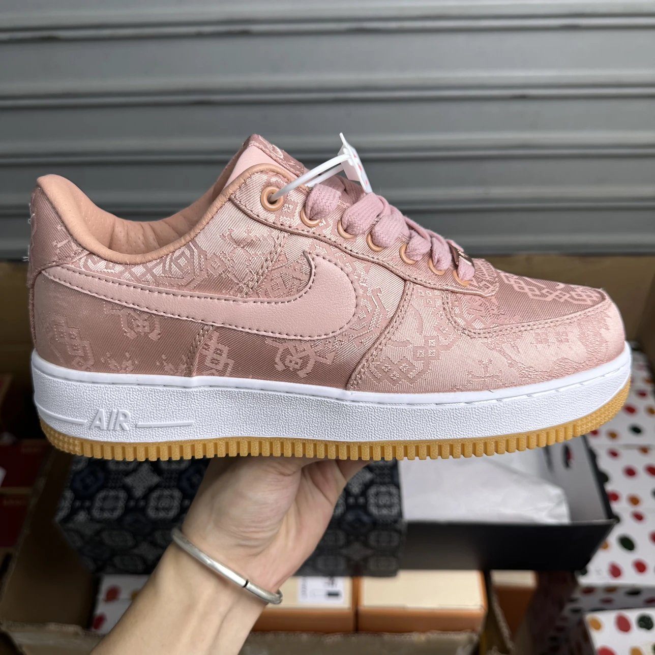 Nike Air Force 1 Pink Silk Tearable Casual Sneakers