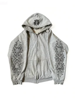thumbnail for [Super Rare] 8pm Autonomy Chrome 90's OLD Gray Sword Kirin Arm Horseshoe Zip Hoodie