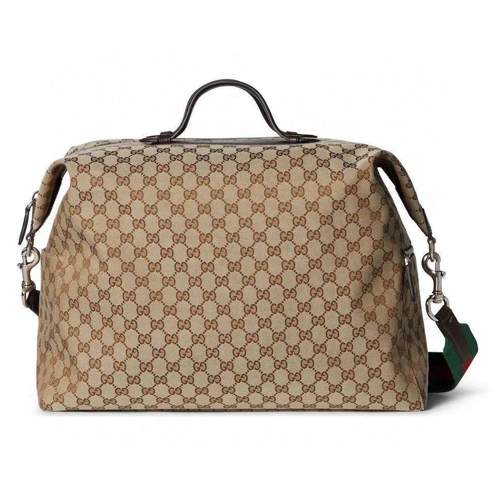 21.82L GG Canvas Embossed Logo Medium Canvas Shoulder Handbag Travel Bag