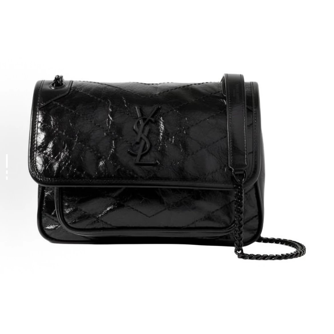 Classic Niki Crinkled Oil Wax Leather Chain Bag Small Medium Black Shoulder Bag Crossbody Bag