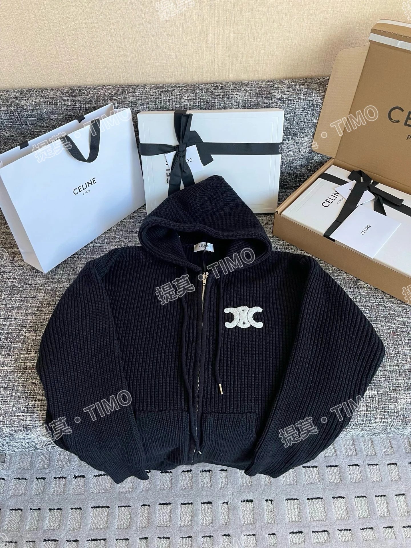 【🥇专柜级品质】 Celine 25秋冬新款 毛巾刺绣针织拉链帽衫（下滑Zp细节对比）