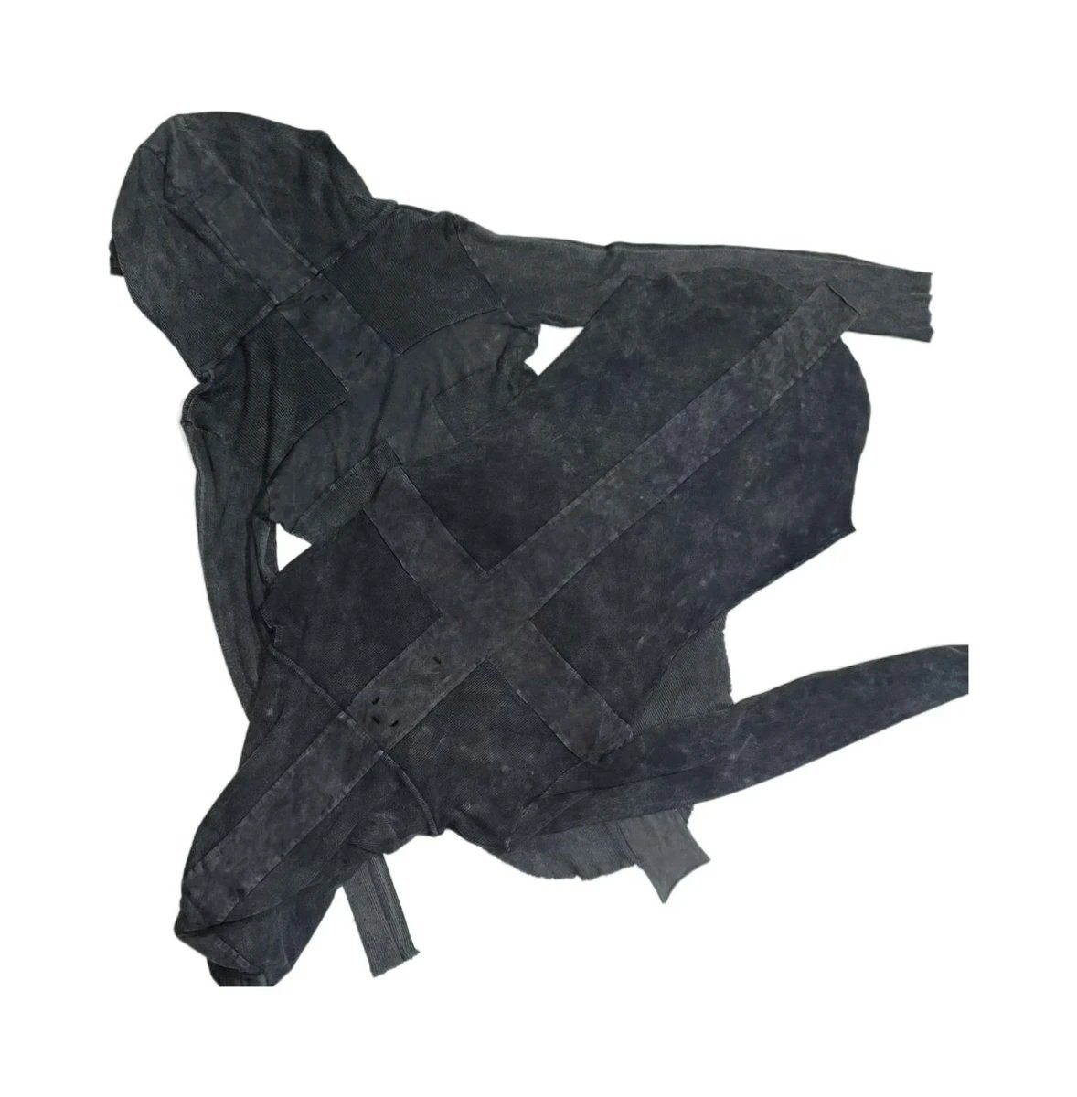 [In Stock] LGB Apocalyptic Wasteland Grey-Black Hoodie with Cross Print, Authentic Replica, Essential Visual Kei Piece, Full Dystopian Vibes