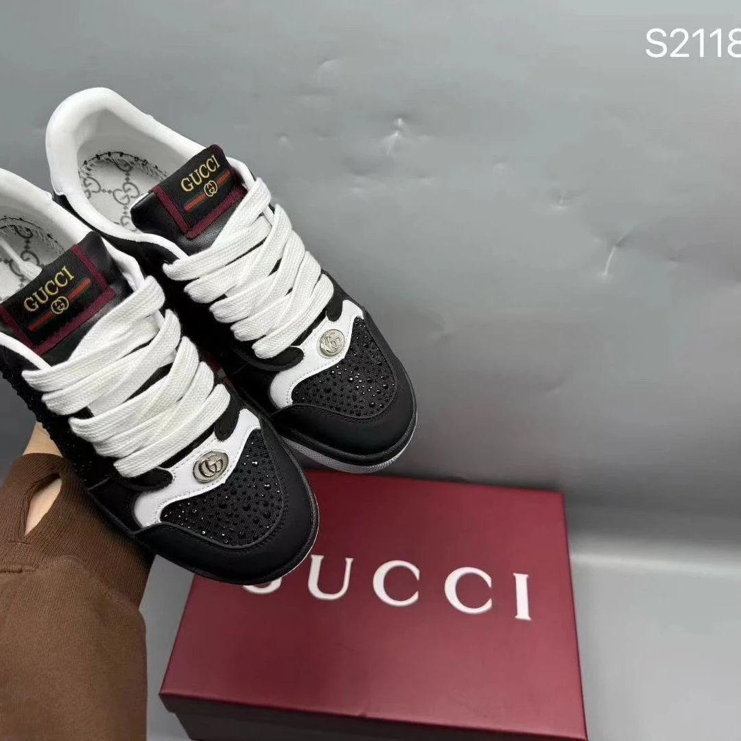 Gucci Ace Crystal-Embellished Black and White Sneakers