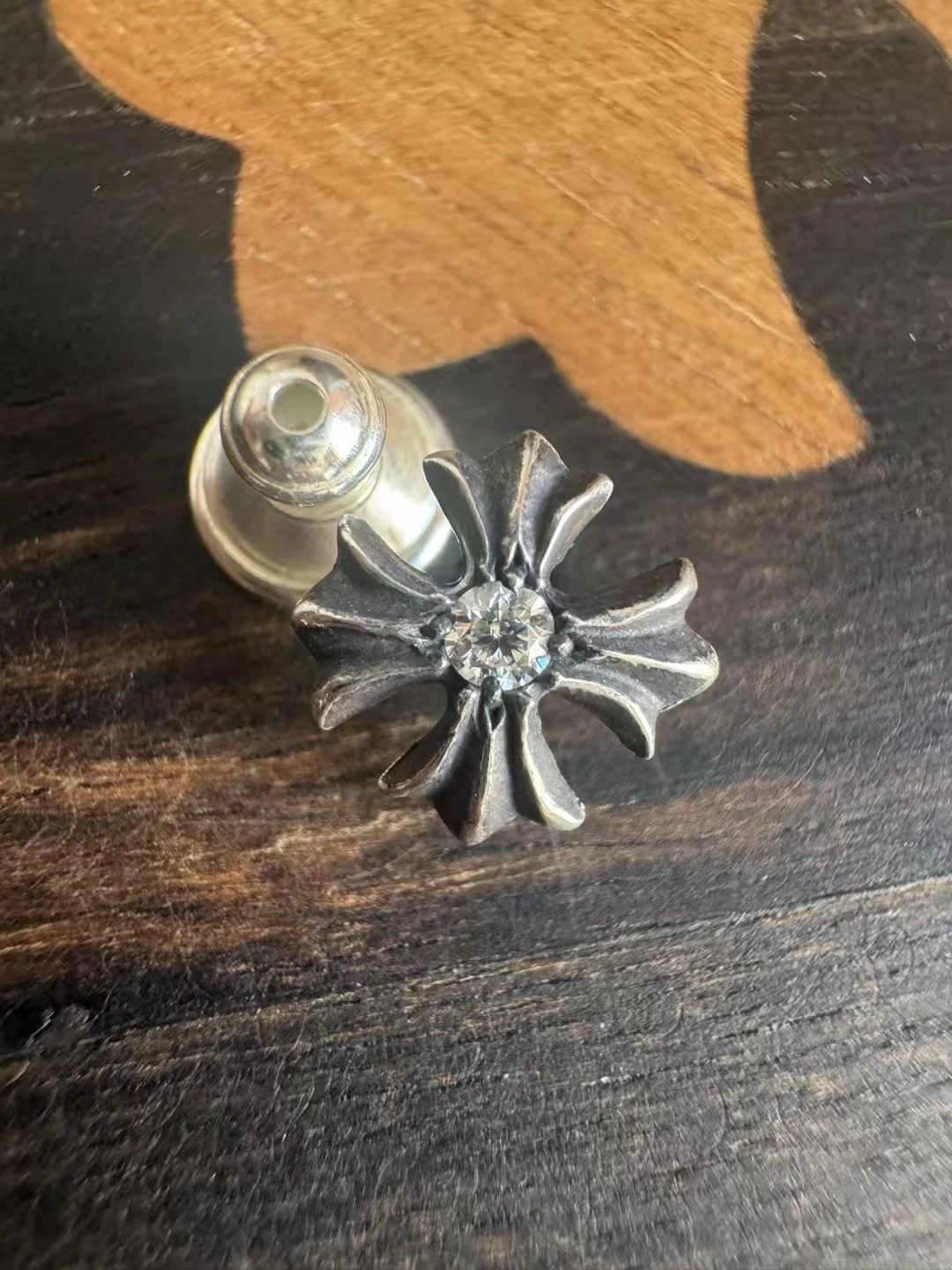 Auk silver jewelry Kroxin Moissand diamond cross flower earrings 【 Steel mold manufacturing in stock instantly 】