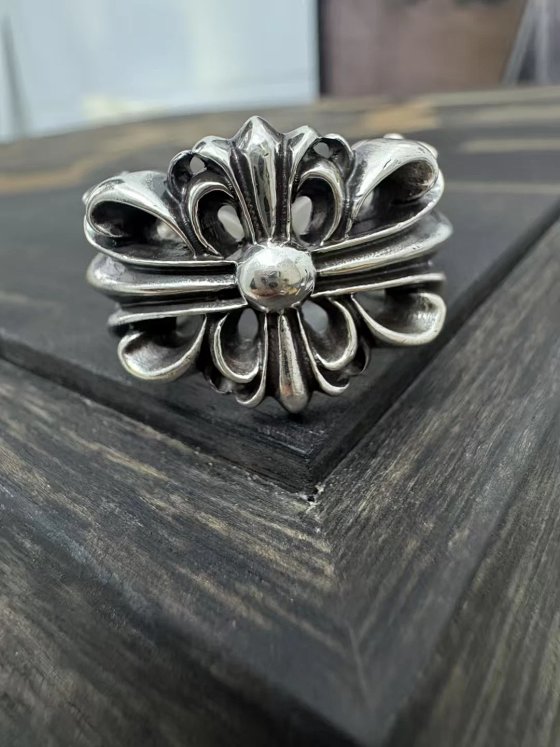 Auk silver jewelry Kroos heart opening cross flower ring 【 Steel mold manufacturing in stock instantly 】