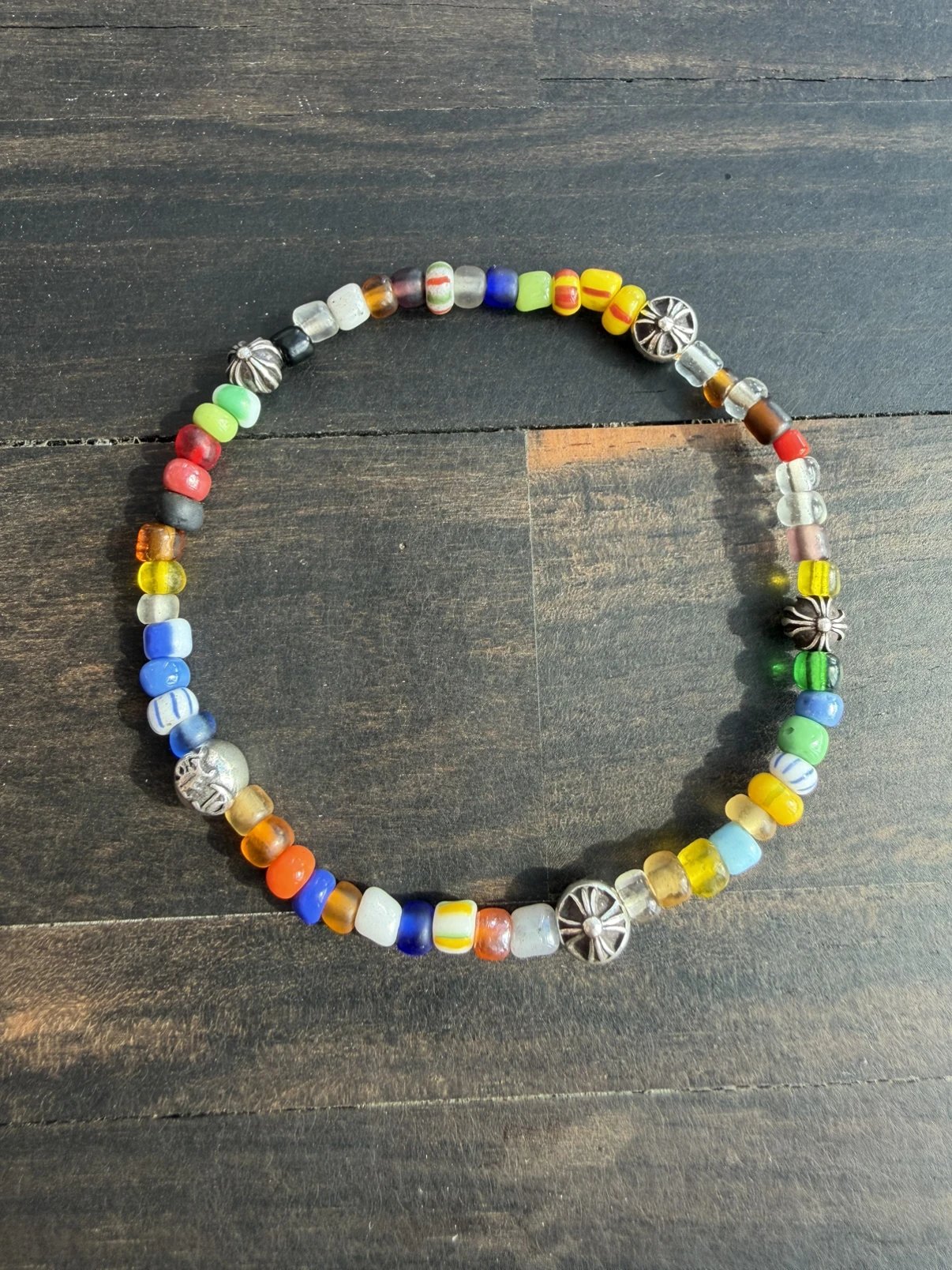Auk Silver Jewelry Crowheart Japan Limited Edition 6mm Colored Glass 5-Silver Bead Bracelet [In Stock Instant Delivery]