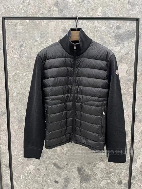 New M-Family Knit-Paneled Down Jacket with Hood, Casual Fashion Unisex Coat
