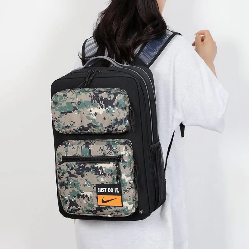 Nike Graphic Print Gray Dual-Zip Backpack - 4