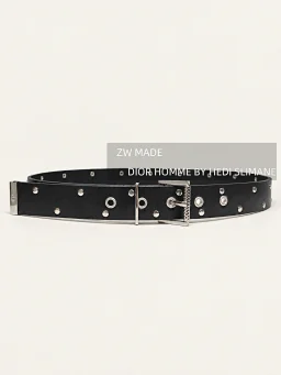 thumbnail for (In Stock) ZW Independent 04SS Strip Studded Belt Striped Riveted Belt Show Style Balances minimalism and rock to the extreme. It remains the most collectible classic accessory from the Hedi Slimane era (ships within 24 hours)
