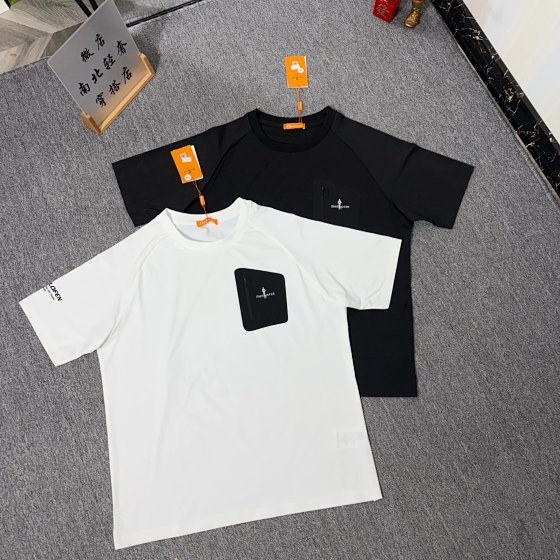 【 In Stock 】 Biyin Lefen High Version Pocket Zipper Printed Small Speed Drying Short Sleeve Ice Silk Breathable, Versatile, High Grade Half Sleeve Non Collar Collection