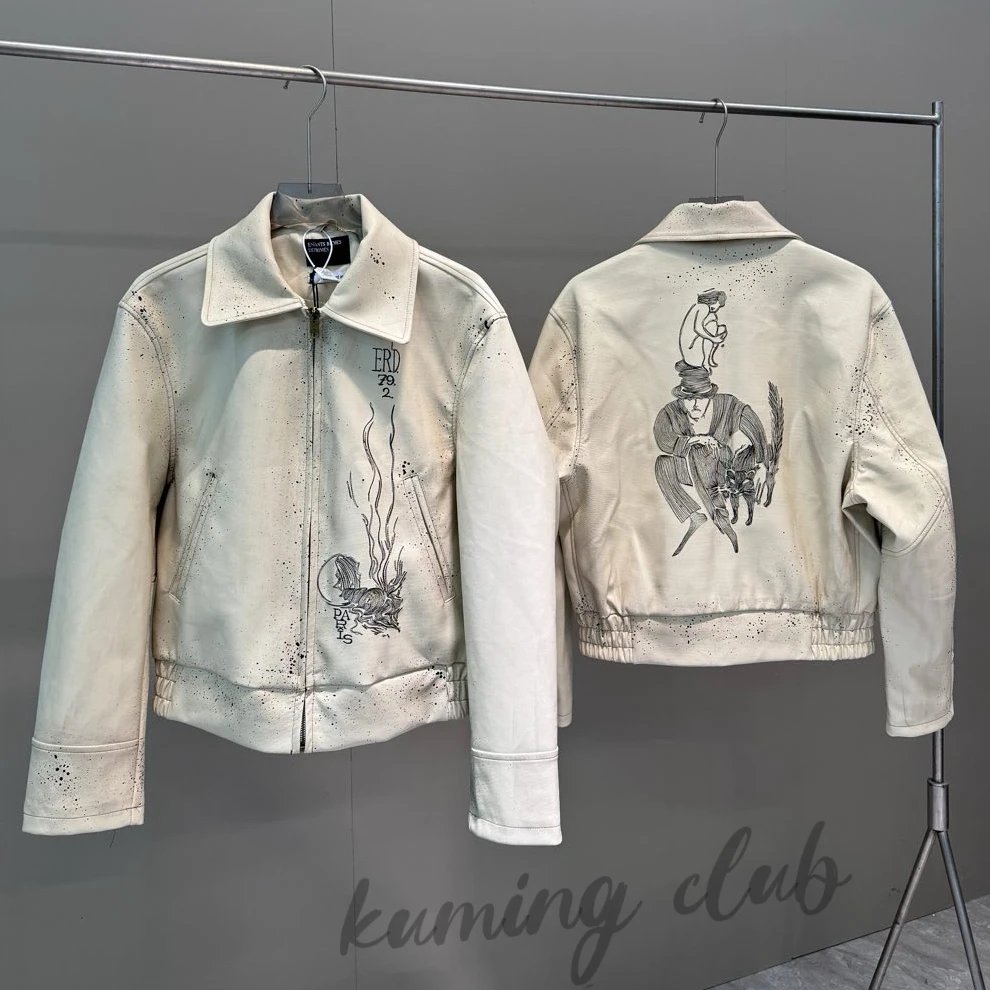 【现货】erd忧郁的富二代fw24 神秘人皮衣 小羊皮五斤重 riri古铜拉链 十万针刺绣 yb压印 yb五金！