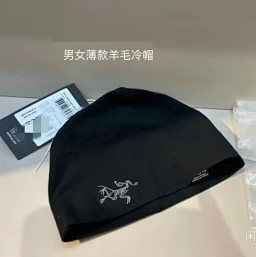 thumbnail for Rho Toque embroidered wool fleece hat, outdoor pullover cold hat, unisex embroidered small label hat