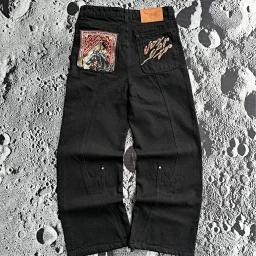 thumbnail for Black and white double horse jeans
