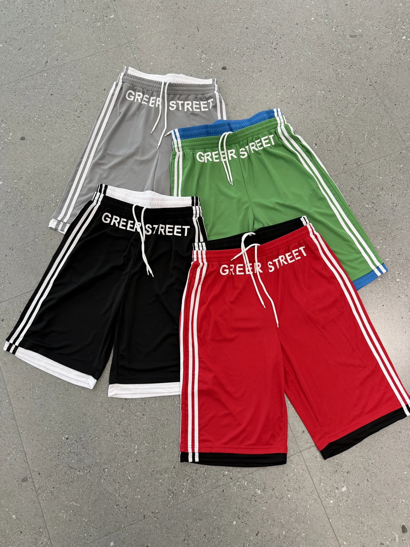 Greer Street Athletic Shorts Gray Green Black Red Sport