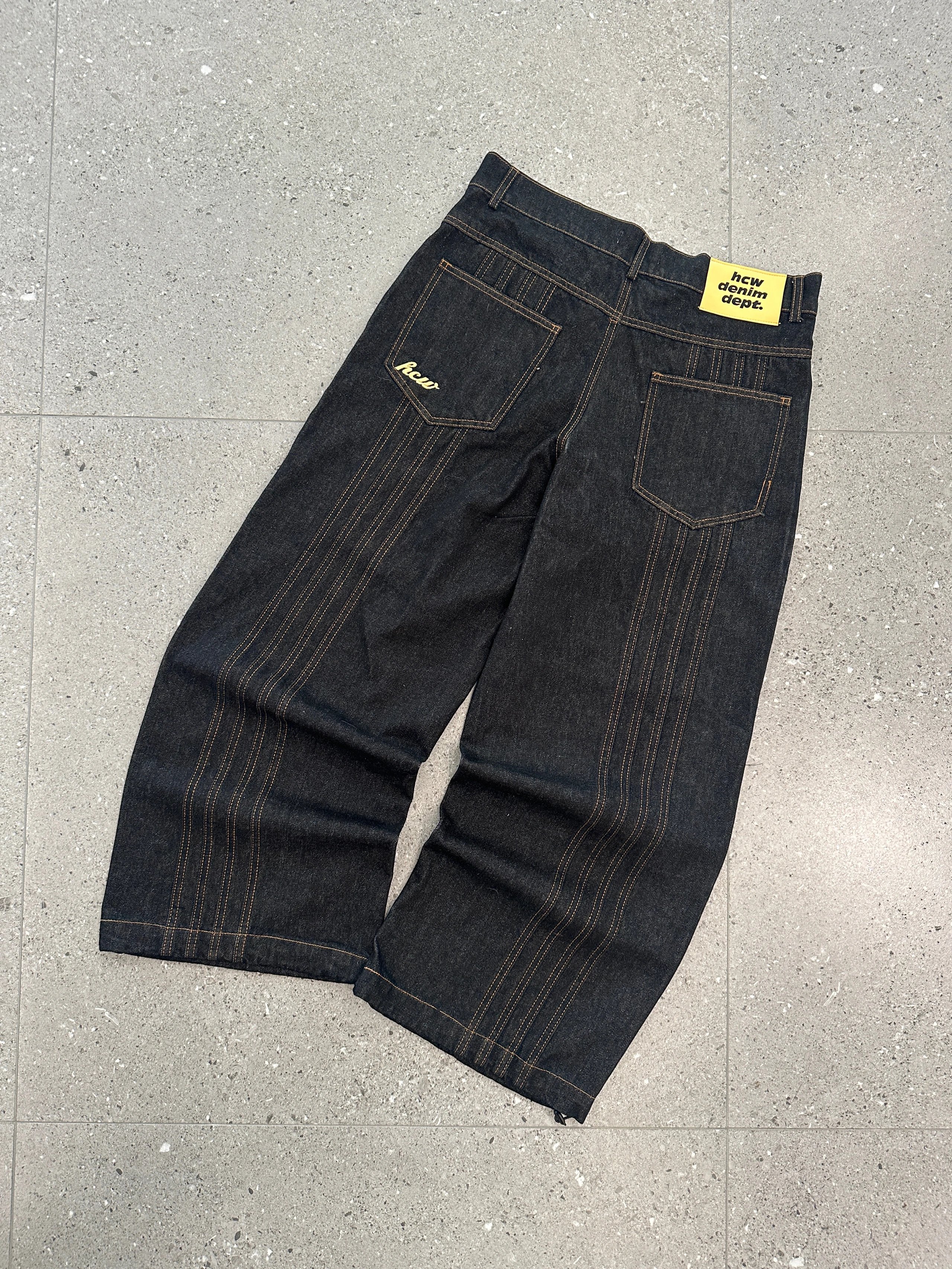 HCW Denim Dept. Wide Leg Dark Indigo Raw Selvedge Jeans