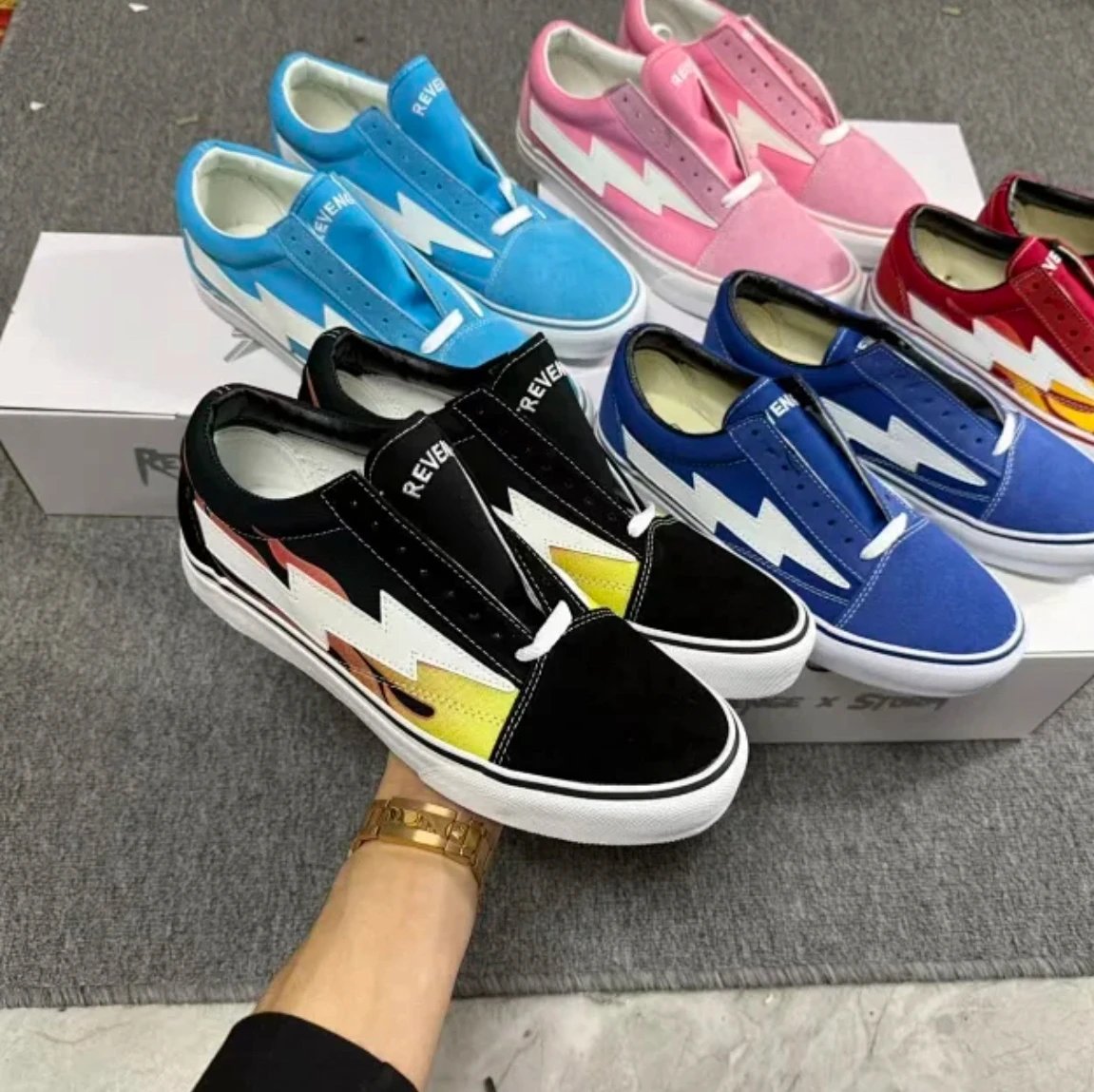 Revenge x Vans Old Skool Lightning Multicolor Sneakers Skateboard Shoes