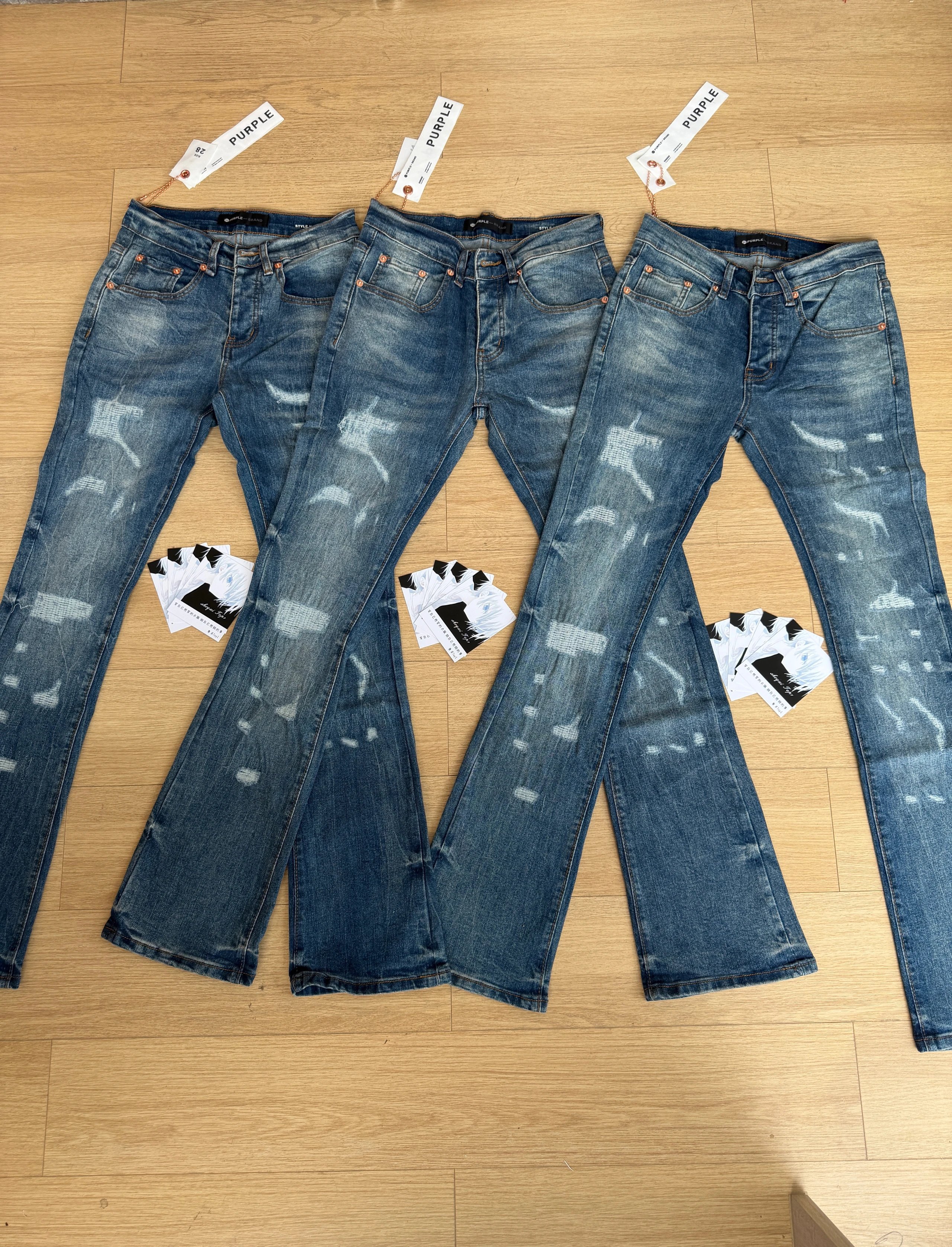 Purple Brand Distressed Flare Jeans Blue