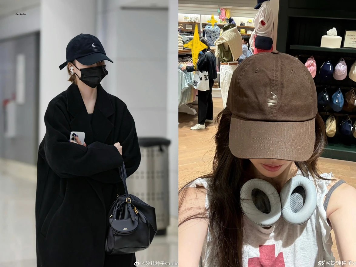 Bulbasaur produces pony style independent black white label/coffee brown gold label deep brim version small logo embroidery baseball cap fixed weaving and dyeing twill cotton fabric/Bailingda embroidery support fabric testing