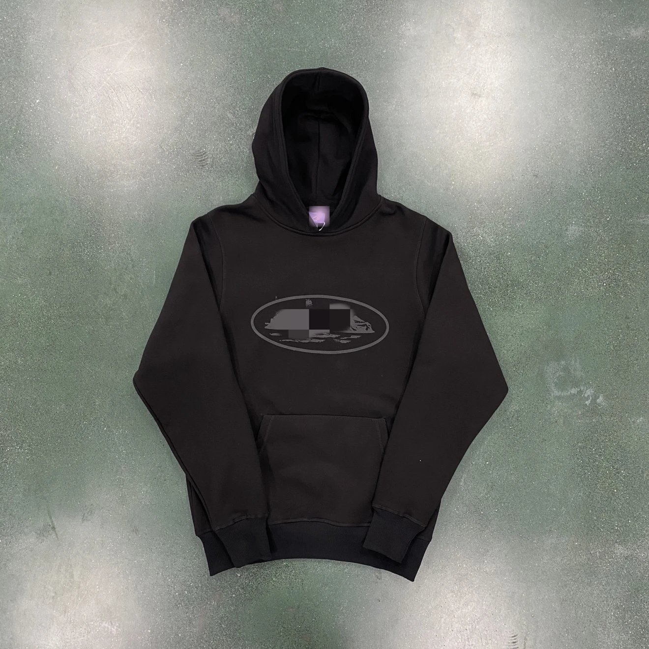 Black printed basic hoodie