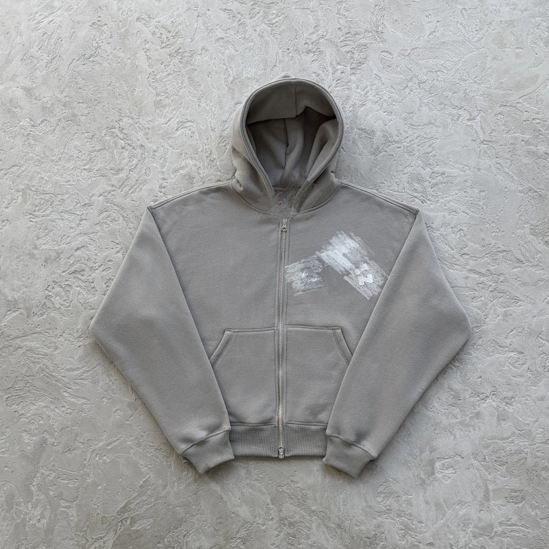 408¥college arch open hem set-grey