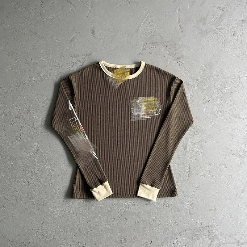 59¥ Cold Eagle Print Waffle Long-sleeve