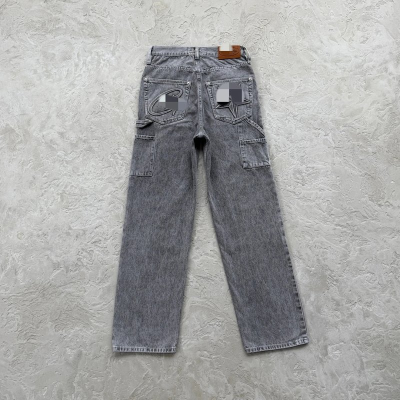 109¥EMBOSSED C-STAR DENIM WORK PANT-grey