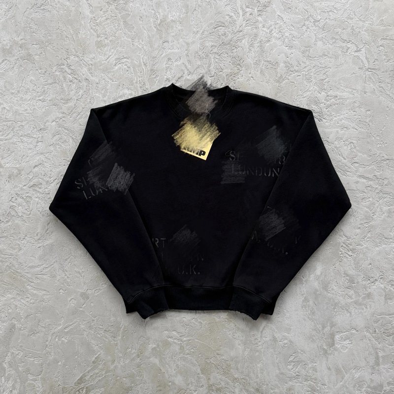 188¥ hmp stencil crewneck set-black