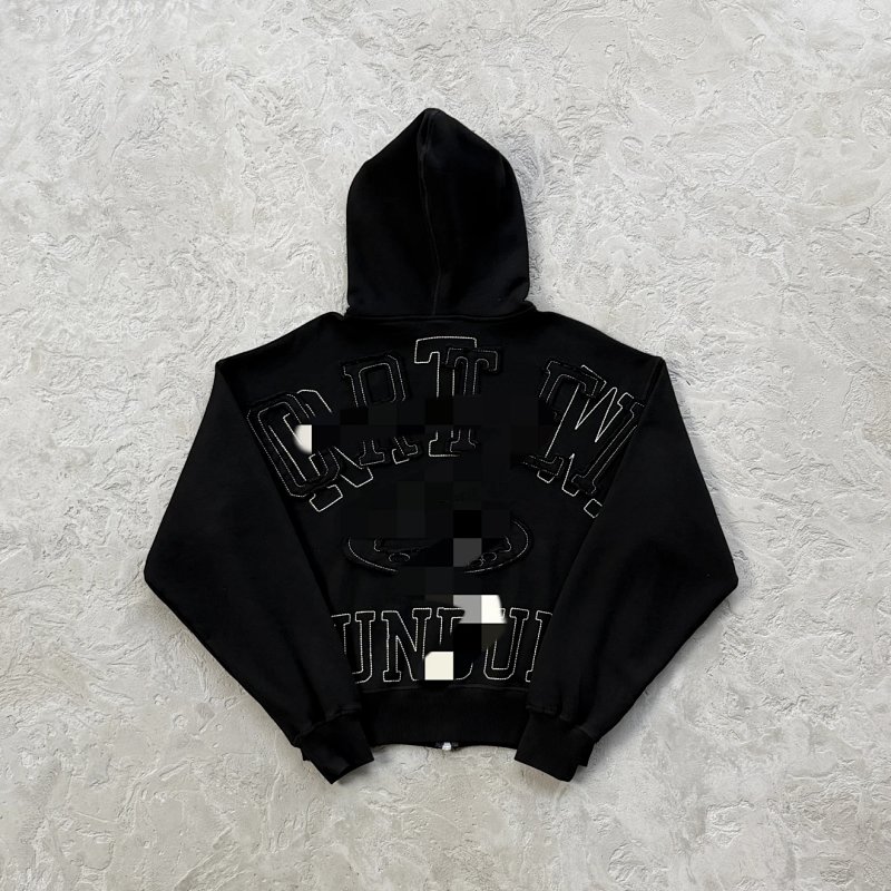 245¥Lundun Stitch Zip Hoodie -triple black