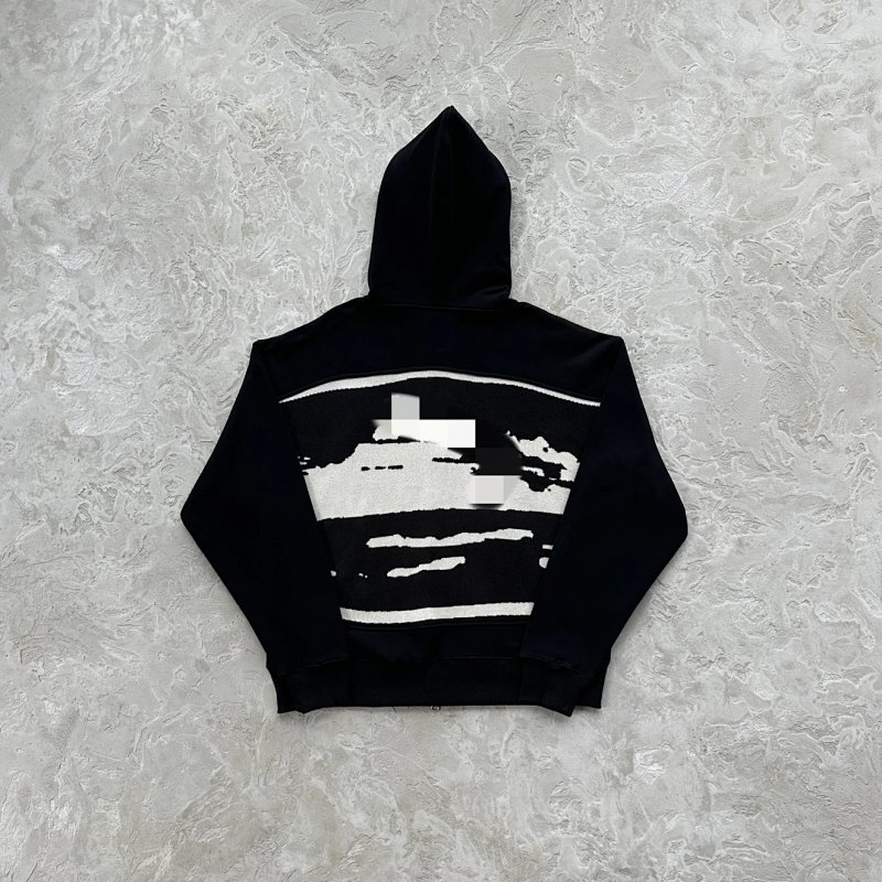 79¥ hybrid jacquard knit alcatraz zip hoodie-black