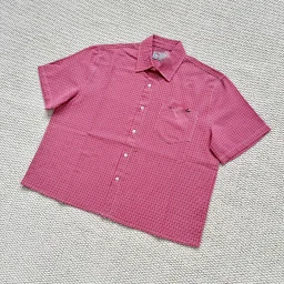 thumbnail for L-Exp red small plaid short-sleeve shirt