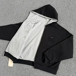 thumbnail for DE black and gray reversible zip-up jacket