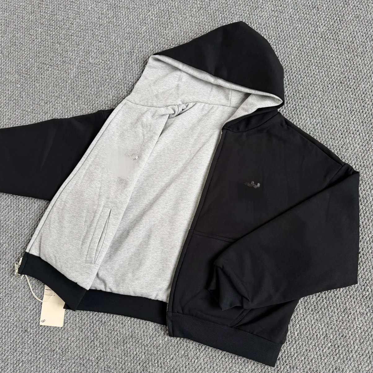 DE black gray double-sided zipper jacket