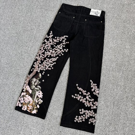 L VC Cherry Blossom Embroidered Jeans