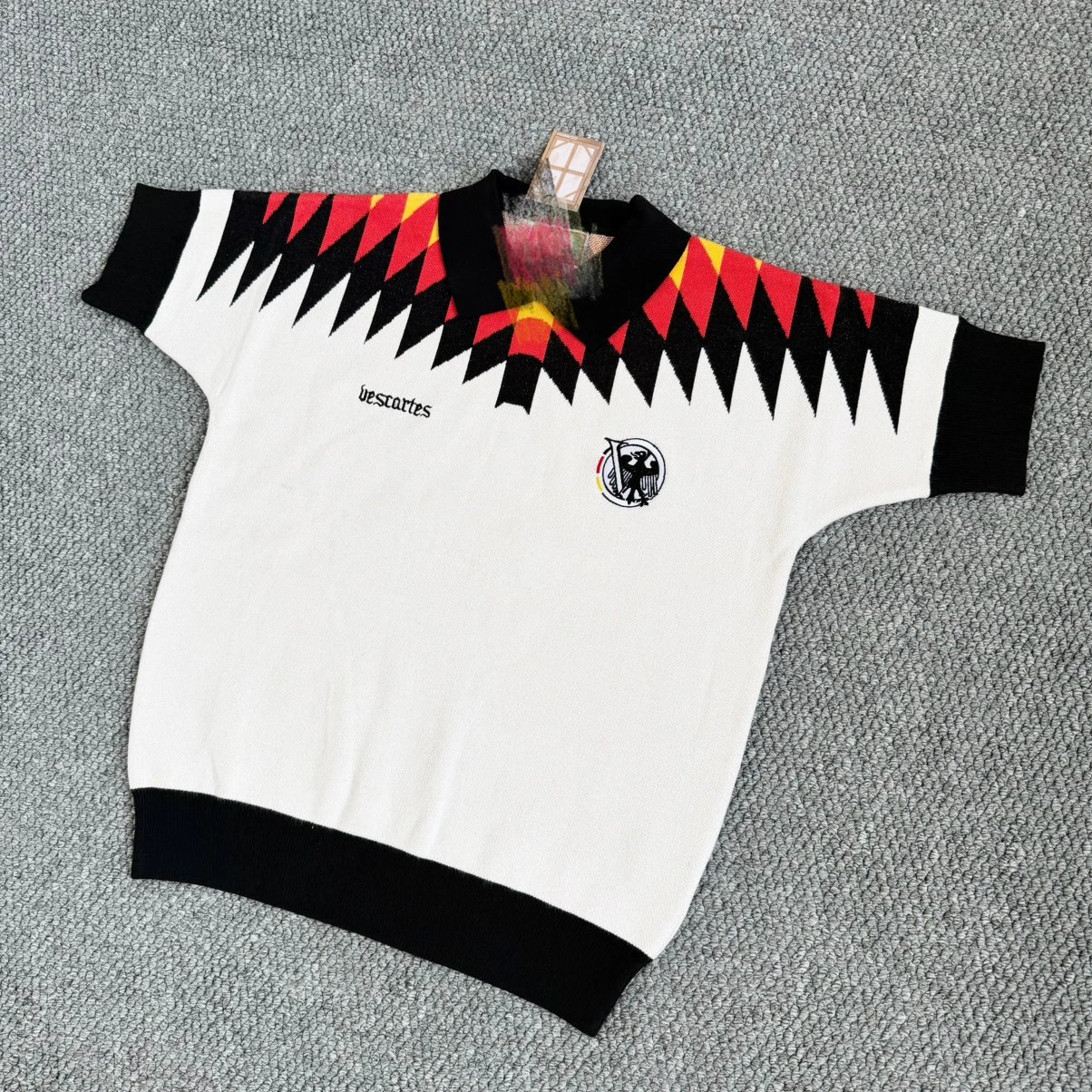 L VC diamond jacquard short sleeved knitted sweater