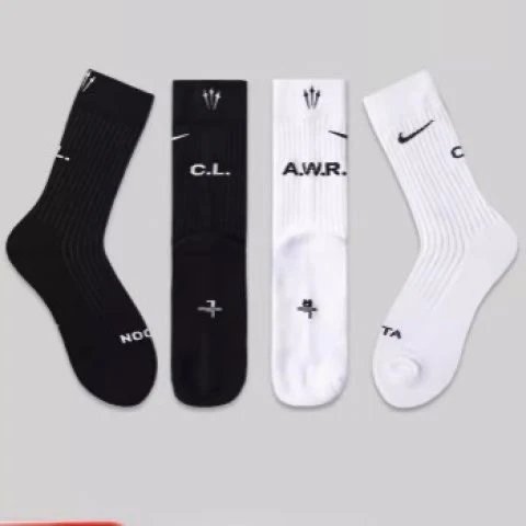 Cotton High-Cut Socks Black White Sport Style