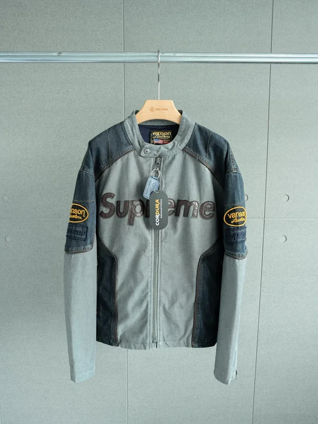 Vanson Leathers Jackets Supreme Collaboration Zip-Up Motorcycle Jacket product detail image 8
