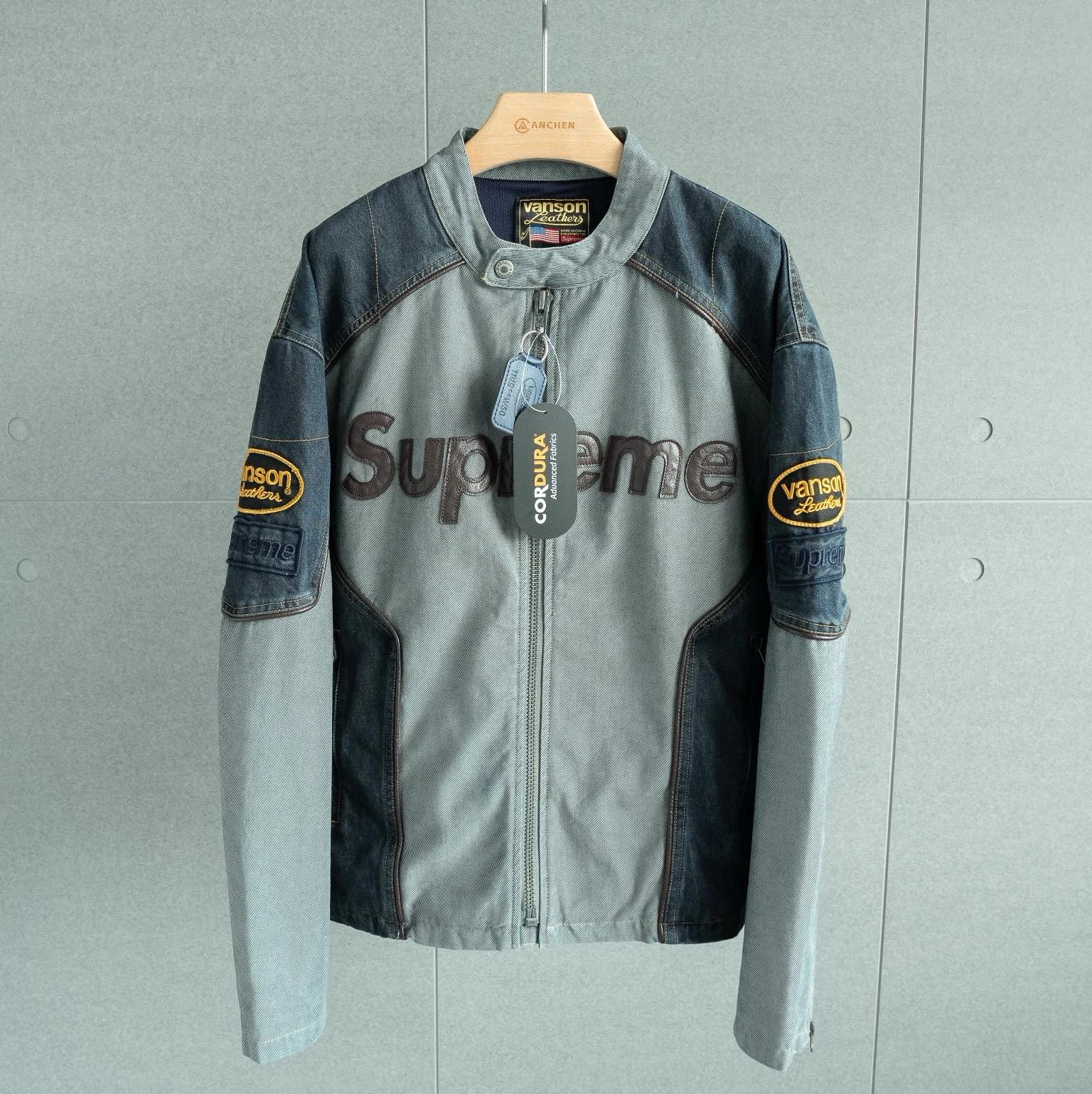 Vanson Leathers Jackets Supreme Collaboration Zip-Up Motorcycle Jacket — Cowboy Curry