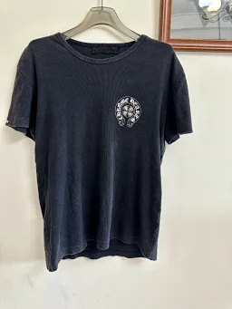 thumbnail for Rare Chrome Vintage Tee Special Threaded Fabric Horseshoe Logo Tomb Phantom Cross Profanity Washed Distressed Short Sleeve T-shirt Unisex Happy Star Hearts